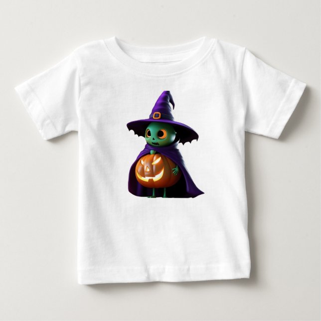 Camiseta De Bebé Truco o té: Estilo espeluznante para Halloween (Anverso)