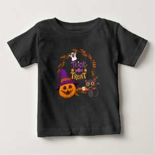 Camiseta De Bebé Truco o trato, Halloween feliz, gato divertido de 