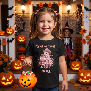 Camiseta De Bebé Truco o trato Vaca fantasma rosa