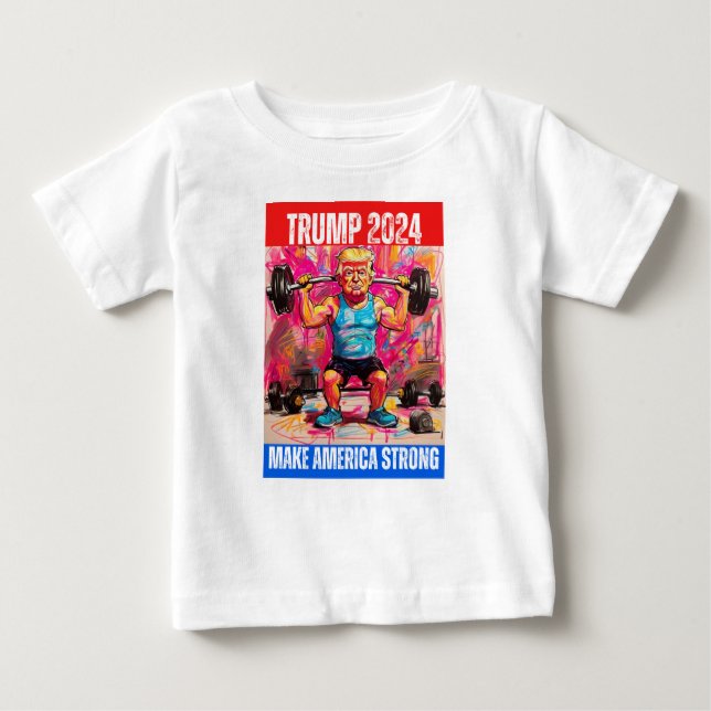 CAMISETA DE BEBÉ TRUMP 2024 HACE A ESTADOS UNIDOS FUERTE (Anverso)