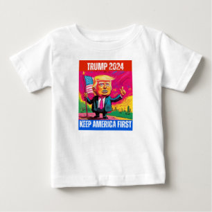 CAMISETA DE BEBÉ TRUMP 2024 MANTÉNGASE PRIMERO A ESTADOS UNIDOS