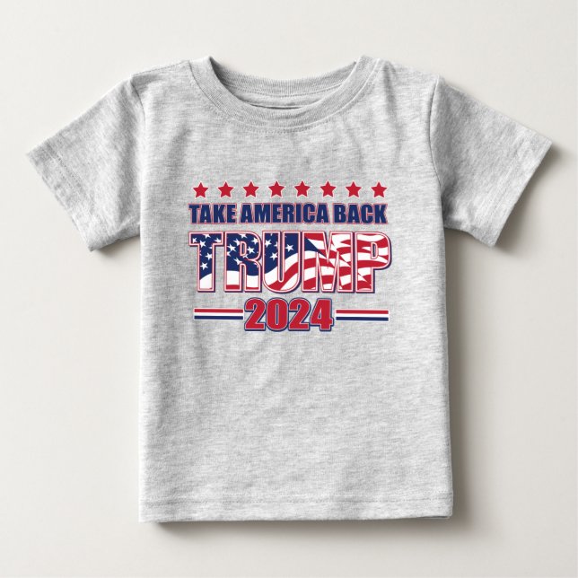 Camiseta De Bebé Trump 2024: Recuperar a Estados Unidos (Anverso)