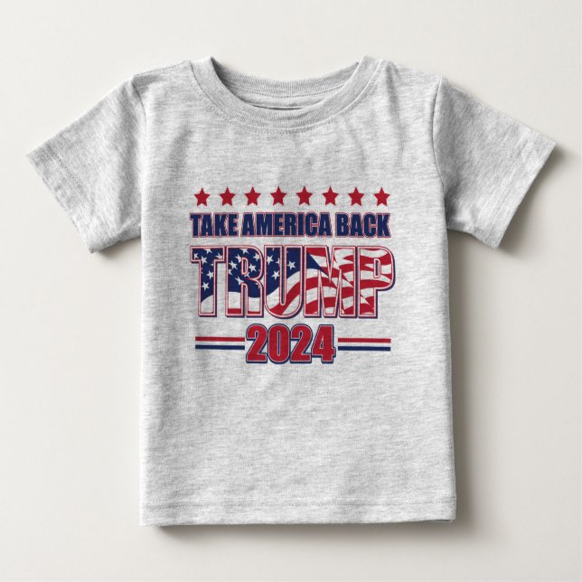 Camiseta De Bebé Trump 2024: Recuperar a Estados Unidos (Anverso)