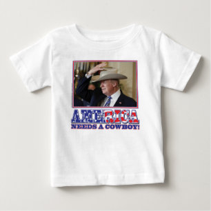 CAMISETA DE BEBÉ TRUMP-AMÉRICA-COWBOY