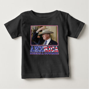 CAMISETA DE BEBÉ TRUMP-AMÉRICA-COWBOY