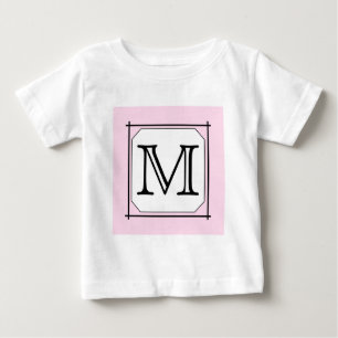 Camiseta De Bebé Tu carta. Monograma personalizado. Blanco negro ro