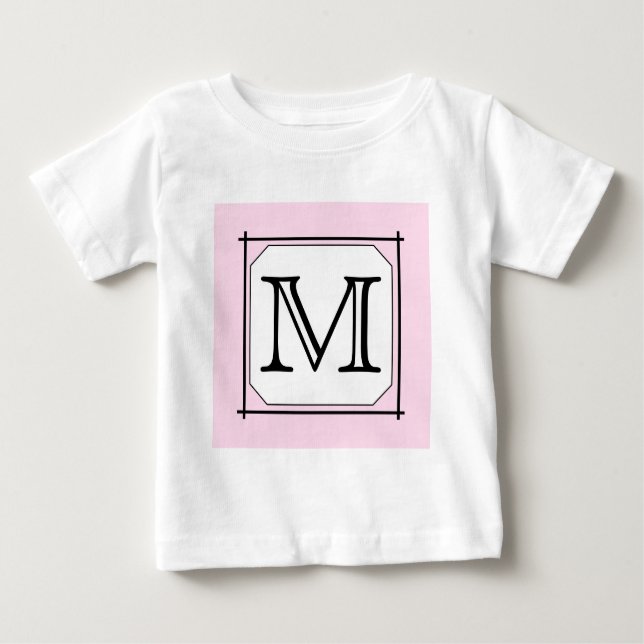 Camiseta De Bebé Tu carta. Monograma personalizado. Blanco negro ro (Anverso)