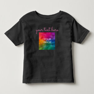 Camiseta De Bebé Tu Texto Foto Impresión Doble Cara Rosa Negro Bebé