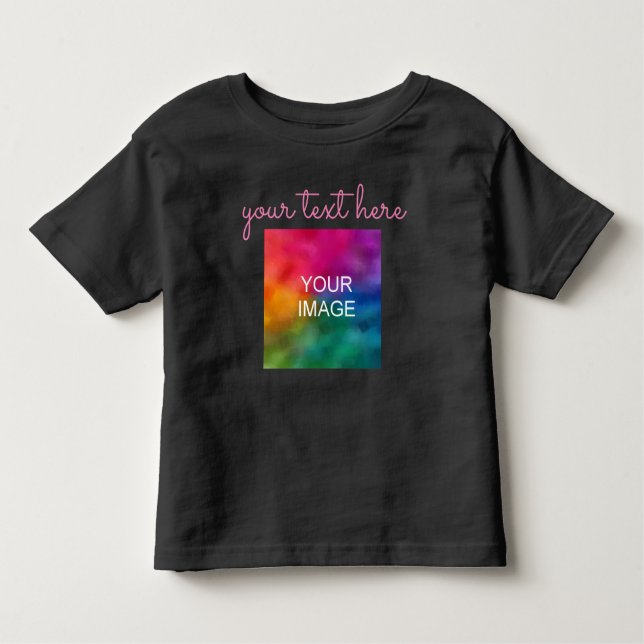 Camiseta De Bebé Tu Texto Foto Impresión Doble Cara Rosa Negro Bebé (Anverso)