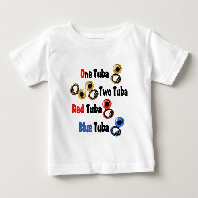 Camiseta De Bebé Tuba azul tuba roja (Anverso)