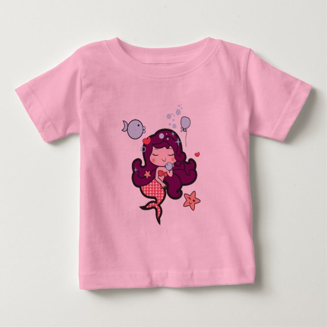Camiseta De Bebé Tubo de bebé tutu bodysuit rosa con sirena kawaii (Anverso)