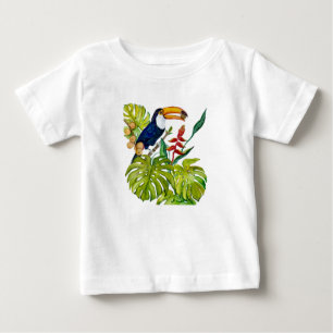 Camiseta De Bebé Tucán Colorido Acuarela Ave Tropical