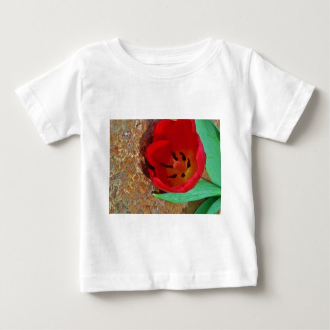 Camiseta De Bebé Tulipán rojo y amarillo primavera (Anverso)