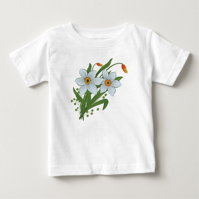 Camiseta De Bebé Tulipanes y flores de narcisos (Anverso)