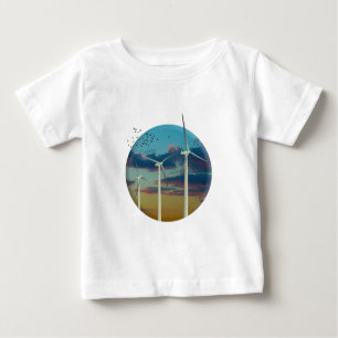 Camiseta De Bebé Turbinas vitivinícolas con cielo pintado