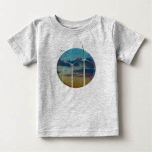 Camiseta De Bebé Turbinas vitivinícolas con cielo pintado