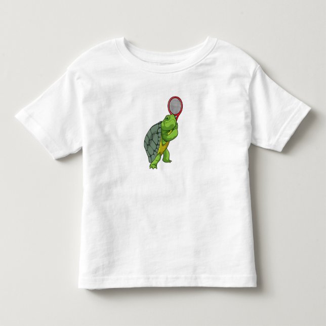 Camiseta De Bebé Turtle at Tennis with Tennis racket (Anverso)