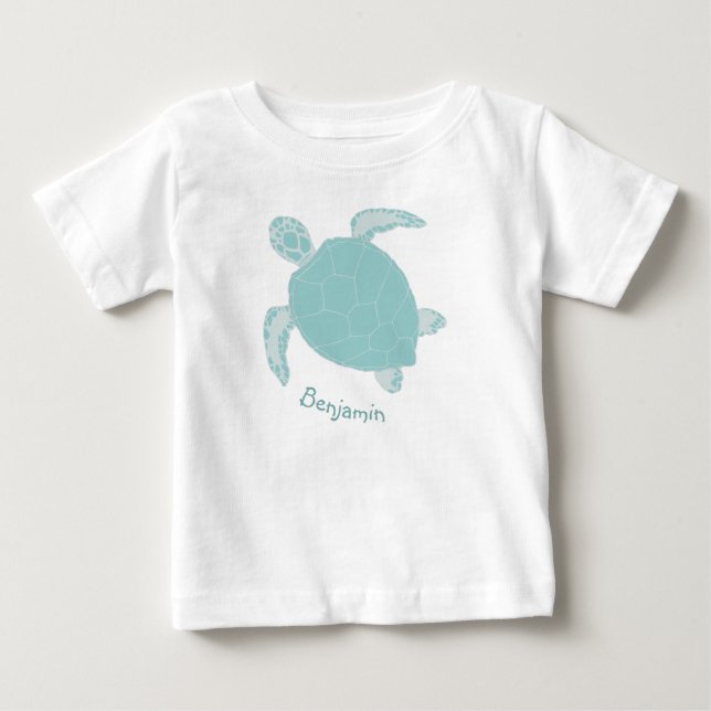 Camiseta De Bebé Turtle Cute Blue Personalizado (Anverso)