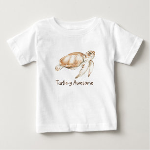Camiseta De Bebé Turtle y asombrosa tortuga divertida cita acuarela
