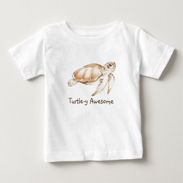 Camiseta De Bebé Turtle y asombrosa tortuga divertida cita acuarela (Anverso)