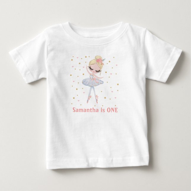 Camiseta De Bebé Tutu Ballerina personalizada en primer lugar o cua (Anverso)