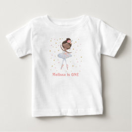 Camiseta De Bebé Tutu Negro Bailarina Cumpleaños Primera o Cualquie