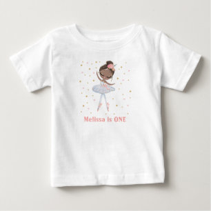 Camiseta De Bebé Tutu Negro Bailarina Cumpleaños Primera o Cualquie
