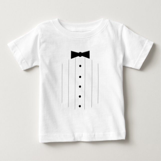 Camiseta De Bebé Tuxedo de la corbata negra (Anverso)