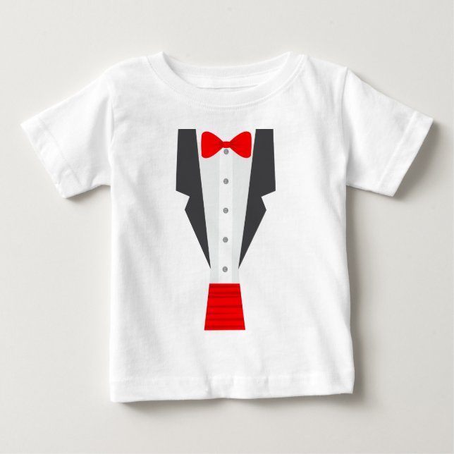 Camiseta De Bebé tuxedo rojo (Anverso)