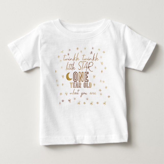 Camiseta De Bebé Twinkle Twinkle Little Star First Birday (Anverso)
