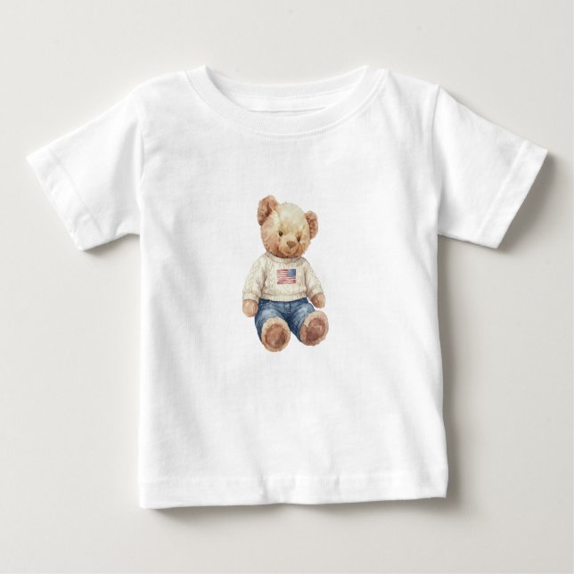 Camiseta De Bebé Twins boy teddy bear birthday t shirt (Anverso)