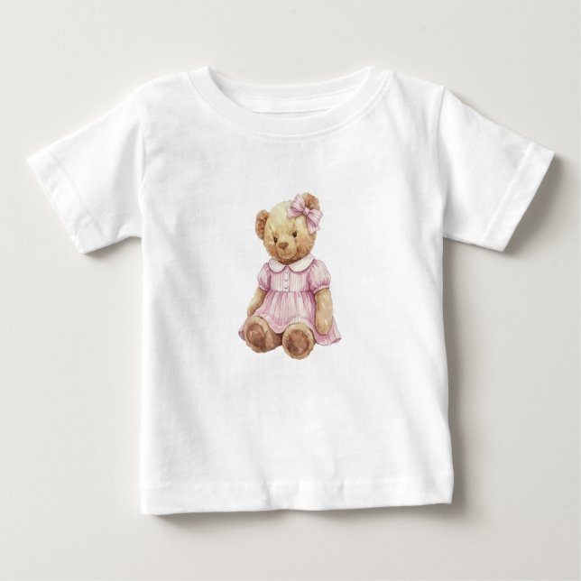 Camiseta De Bebé Twins Girl teddy bear birthday t shirt (Anverso)