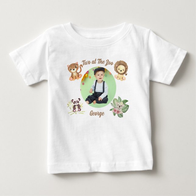 Camiseta De Bebé Two at the Zoo  Safari Jungle Animals Birthday  (Anverso)