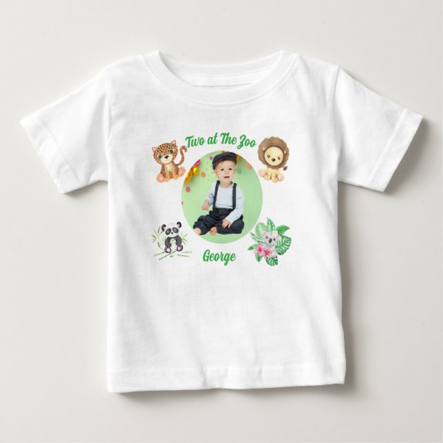 Camiseta De Bebé Two at the Zoo  Safari Jungle Animals Birthday  (Anverso)