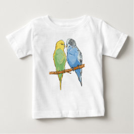 Camiseta De Bebé Two cute blue and green Budgies