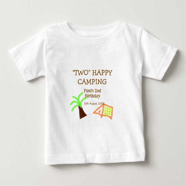 Camiseta De Bebé Two happy camping 2nd birthday tree camp kids (Anverso)