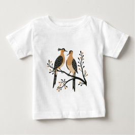 Camiseta De Bebé Two Turtle Doves Cut-Out Stencil Retro Style 7
