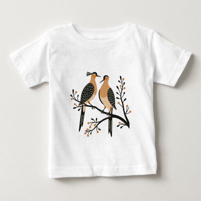 Camiseta De Bebé Two Turtle Doves Cut-Out Stencil Retro Style 7 (Anverso)