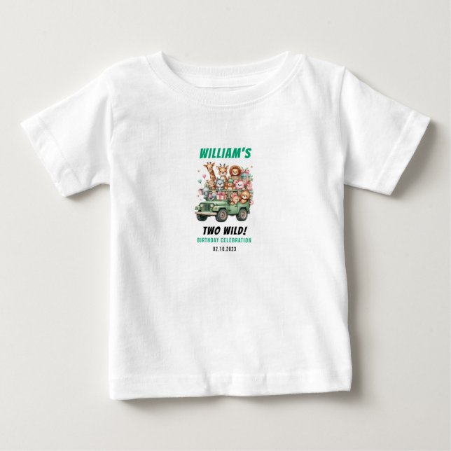 Camiseta De Bebé Two Wild Safari Animal 2nd Birthday Party (Anverso)