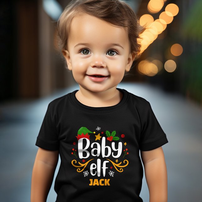 Camiseta De Bebé Typografía Baby Elf Fun Family Mating (Subido por el creador)