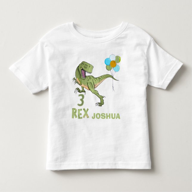 Camiseta De Bebé Tyrannosaurus Tres Rex Dino Tercer Cumpleaños (Anverso)