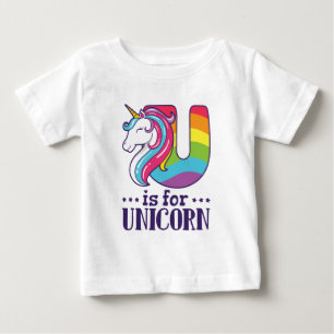 Camiseta De Bebé U es para Unicorn Alphabet