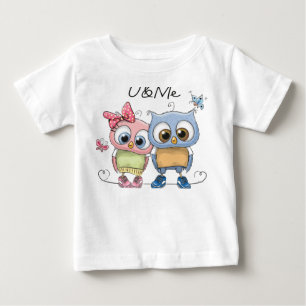 Camiseta de bebé U y yo búhos gemelos - Dulces ami