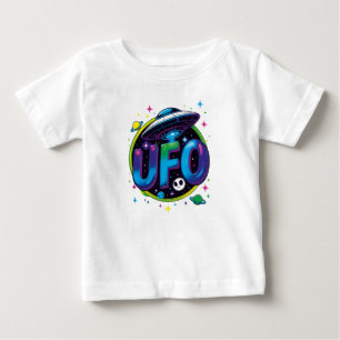 Camiseta De Bebé UFO - Diseño Cósmico Platillo Volador y Planetas