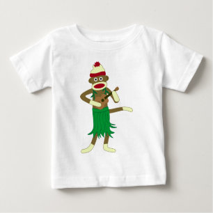 Camiseta De Bebé Ukulele del mono del calcetín