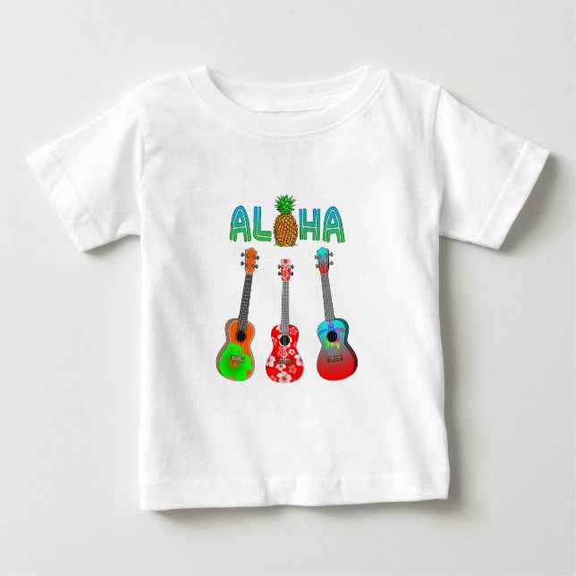 Camiseta De Bebé Ukulele hawaiano Aloha Hawaii (Anverso)