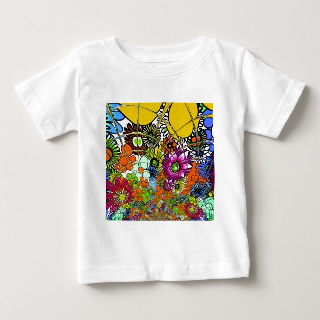 Camiseta De Bebé Último arte de diseño de patrones florales asombro (Anverso)