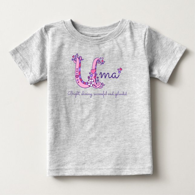 Camiseta De Bebé Uma nombre de arte del doodle inicial que signific (Anverso)