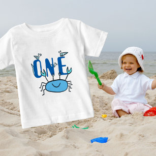 Camiseta De Bebé Un animal del mar de cangrejo azul primer cumpleañ