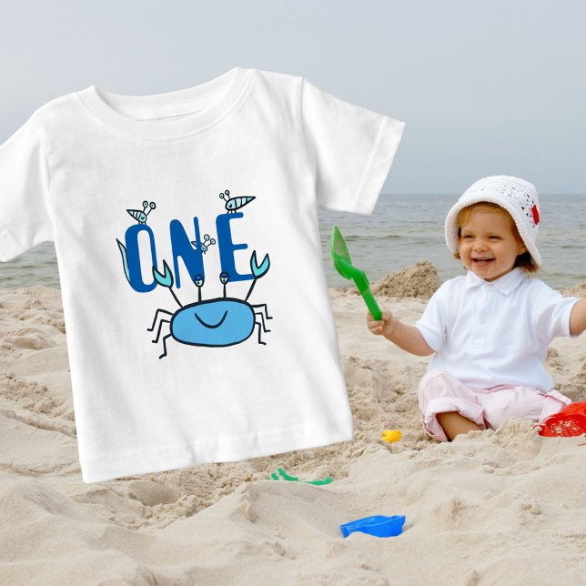 Camiseta De Bebé Un animal del mar de cangrejo azul primer cumpleañ (Subido por el creador)